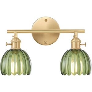 AXHUP Glass Wall Light in Vintage Flower Shape Wall Lamp 2 Lights Industrial Retro E27 Lampshade for Hallway Bedroom Kitchen Living Room Green AXHUP Glass Wall Light in Vintage Flower Shape Wall Lamp 2 Lights Industrial Retro E27 Lampshade for Hallway Bedroom Kitchen Living Room Green