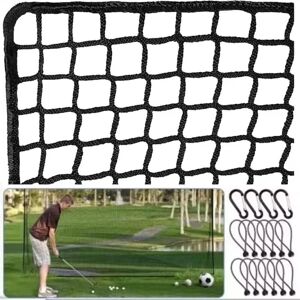 SANS MARQUE Golf practice fence net 3m x 5m, black polyethylene net with 2.54cm mesh and reinforced edges, includes 12 ball straps and 4 carabiners, easy setup SANS MARQUE Golf practice fence net 3m x 5m, black polyethylene net with 2.54cm mesh and reinforced edges, includes 12 ball straps and 4 carabiners, easy setup