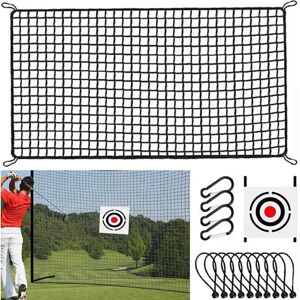 SANS MARQUE Golf practice net 3m x 6m with target sheet & 10 balls – Black polyester net with 2.54cm mesh, reinforced edges, 4 carabiners – Quick to set up for SANS MARQUE Golf practice net 3m x 6m with target sheet & 10 balls – Black polyester net with 2.54cm mesh, reinforced edges, 4 carabiners – Quick to set up for