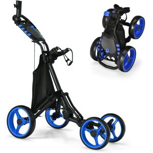 COSTWAY Golf Push Pull Cart Lightweight Folding 4 Wheels Golf Push Cart-Blue COSTWAY Golf Push Pull Cart Lightweight Folding 4 Wheels Golf Push Cart-Blue