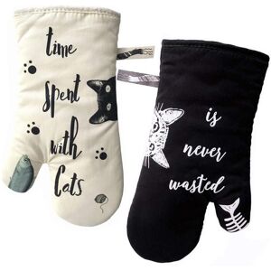 WOIYIC GREVY Oven Gloves Heat Resistant Pot Holder and Glove for Cooking, BBQ, Baking, Ivory and Black, Cat and Black Cat, Cat Lovers WOIYIC GREVY Oven Gloves Heat Resistant Pot Holder and Glove for Cooking, BBQ, Baking, Ivory and Black, Cat and Black Cat, Cat Lovers
