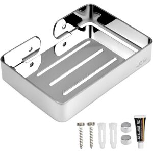 Linghhang - Silver) Stainless Steel Soap Dish No Drilling, Self-Adhesive Kitchen Sponge Holder, Suitable for Bathroom and Kitchen Linghhang - Silver) Stainless Steel Soap Dish No Drilling, Self-Adhesive Kitchen Sponge Holder, Suitable for Bathroom and Kitchen