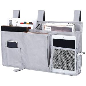 Linghhang - Grey Bed Storage Bag for Hanging Organizer, Oxford Fabric Bedside Storage Pocket for Phone, Book, Magazines, Remote Control Linghhang - Grey Bed Storage Bag for Hanging Organizer, Oxford Fabric Bedside Storage Pocket for Phone, Book, Magazines, Remote Control