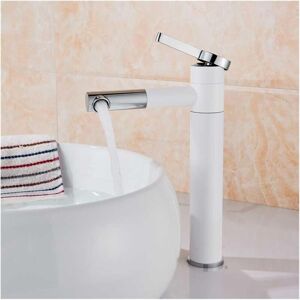 TONCHEAN Grifo de lavabo cilíndrico negro sencillo y moderno, grifo mezclador para lavabo - cromo blanco, 30 cm TONCHEAN Grifo de lavabo cilíndrico negro sencillo y moderno, grifo mezclador para lavabo - cromo blanco, 30 cm