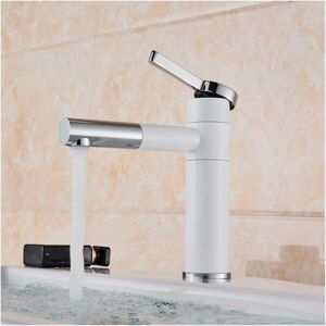 TONCHEAN Grifo para lavabo cilíndrico negro sencillo y moderno, grifo mezclador para lavabo - cromo blanco, 20 cm TONCHEAN Grifo para lavabo cilíndrico negro sencillo y moderno, grifo mezclador para lavabo - cromo blanco, 20 cm