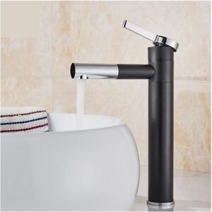 TONCHEAN Grifo para lavabo cilíndrico negro sencillo y moderno, grifo mezclador para lavabo - cromo negro, 30 cm TONCHEAN Grifo para lavabo cilíndrico negro sencillo y moderno, grifo mezclador para lavabo - cromo negro, 30 cm