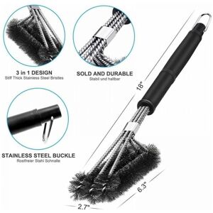 Ymyny - Grill brush, 3-in-1 grill cleaning brush, long handle, stainless steel bristles for quick and effective cleaning of all grills Ymyny - Grill brush, 3-in-1 grill cleaning brush, long handle, stainless steel bristles for quick and effective cleaning of all grills