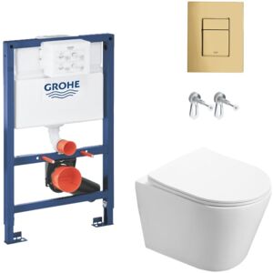 Toilet Frame 0.82m+ Infinitio Rimless Toilet + Gold Mirror Effect Flush Plate (RapidSLInfinitio-gold-82) - Grohe Toilet Frame 0.82m+ Infinitio Rimless Toilet + Gold Mirror Effect Flush Plate (RapidSLInfinitio-gold-82) - Grohe