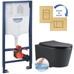 Grohe Rapid SL frame + Black SAT rimless bowl + Grohe brushed gold flush plate (RapidSLBlackSAT-bgold) Grohe Rapid SL frame + Black SAT rimless bowl + Grohe brushed gold flush plate (RapidSLBlackSAT-bgold)