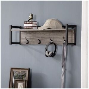 Groofoo - Rustic Wall-Mounted Coat Rack with Floating Shelf – 4 Hooks, Entryway Organizer, Handcrafted Wood, Modern Farmhouse Decor Groofoo - Rustic Wall-Mounted Coat Rack with Floating Shelf – 4 Hooks, Entryway Organizer, Handcrafted Wood, Modern Farmhouse Decor