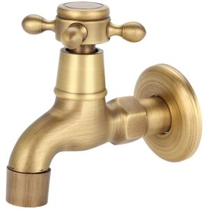 Groofoo - Wall Mounted Vintage Solid Brass Faucet Single Cold Water Tape for Kitchen Sink Mop Pool(Short) Groofoo - Wall Mounted Vintage Solid Brass Faucet Single Cold Water Tape for Kitchen Sink Mop Pool(Short)