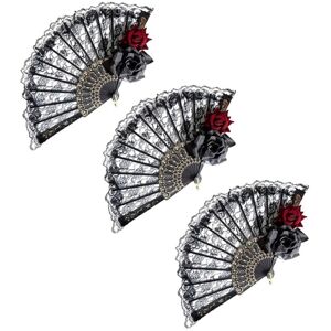 Tlily - Halloween Black Hand Fan Lace Rose Handheld, Vintage Retro Flower Folding for Women Props Decorations Tlily - Halloween Black Hand Fan Lace Rose Handheld, Vintage Retro Flower Folding for Women Props Decorations