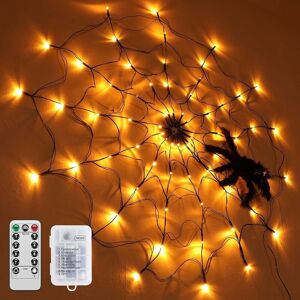 YOYO Halloween Decorations Luminous Spider Web, 70 Orange led Lights with Black Spider, Remote Control for Party, Yard, Bar, Haunted House YOYO Halloween Decorations Luminous Spider Web, 70 Orange led Lights with Black Spider, Remote Control for Party, Yard, Bar, Haunted House