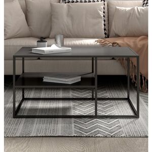 Hallowood Furniture - Bewdley Large Metal Coffee Table with Shelves, Console Table for Hallway, Black Bedside Table, Occasional Table, Centre Tables Hallowood Furniture - Bewdley Large Metal Coffee Table with Shelves, Console Table for Hallway, Black Bedside Table, Occasional Table, Centre Tables