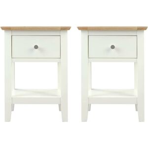 Hallowood Furniture - Clifton Oak Set of 2 Green Off White Side Table with Drawer and Shelf, Solid Wooden Small Bedside, Plant Stand, Lamp Table for Hallowood Furniture - Clifton Oak Set of 2 Green Off White Side Table with Drawer and Shelf, Solid Wooden Small Bedside, Plant Stand, Lamp Table for