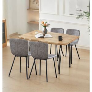 Hallowood Furniture Cullompton Large Dining Table and Chairs Set 4, Live Edge Effect Top Kitchen Table (120cm) and Dark Taupe Fabric Dining Chairs, Hallowood Furniture Cullompton Large Dining Table and Chairs Set 4, Live Edge Effect Top Kitchen Table (120cm) and Dark Taupe Fabric Dining Chairs,