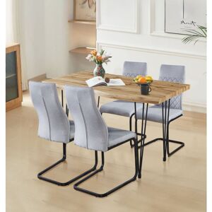 Hallowood Furniture - Cullompton Large Dining Table and Chairs Set 4, Live Edge Effect Top Kitchen Table (120cm) and Grey High Back Dining Chairs, Hallowood Furniture - Cullompton Large Dining Table and Chairs Set 4, Live Edge Effect Top Kitchen Table (120cm) and Grey High Back Dining Chairs,