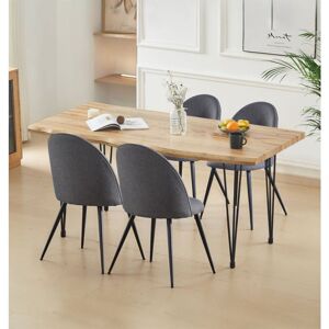 Hallowood Furniture - Cullompton Large Dining Table and Chairs Set 4, Live Edge Effect Top Kitchen Table (160cm) and Dark Grey Fabric Dining Chairs, Hallowood Furniture - Cullompton Large Dining Table and Chairs Set 4, Live Edge Effect Top Kitchen Table (160cm) and Dark Grey Fabric Dining Chairs,