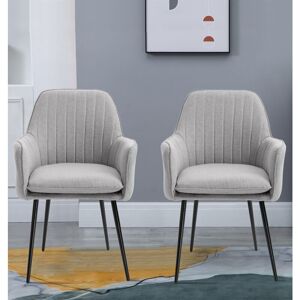 Hallowood Furniture Cullompton Dining Chairs Set of 2, Upholstered Light Grey Fabric Dining Chairs with Armrests and Sturdy Black Metal Legs for Hallowood Furniture Cullompton Dining Chairs Set of 2, Upholstered Light Grey Fabric Dining Chairs with Armrests and Sturdy Black Metal Legs for