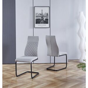 Hallowood Furniture - Cullompton Dining Chairs Set of 2 Upholstered in Light Grey Fabric, Cantilever Dining Chairs with High Backrest and Sturdy Hallowood Furniture - Cullompton Dining Chairs Set of 2 Upholstered in Light Grey Fabric, Cantilever Dining Chairs with High Backrest and Sturdy