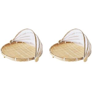 Tlily - Hand-Woven Food Tent Basket Tray Fruit Vegetable Bread Storage Basket Simple Atmosphere Outdoor Picnic Mesh Net Cover X2 I500243770 Tlily - Hand-Woven Food Tent Basket Tray Fruit Vegetable Bread Storage Basket Simple Atmosphere Outdoor Picnic Mesh Net Cover X2 I500243770