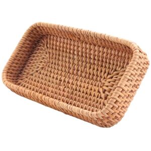 TLILY Hand-Woven Storage Basket Rattan Tray Wicker Baskets Bread Fruit Food Breakfast Display Box Home Decoration-C TLILY Hand-Woven Storage Basket Rattan Tray Wicker Baskets Bread Fruit Food Breakfast Display Box Home Decoration-C