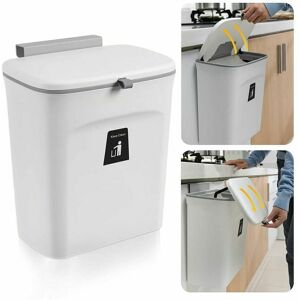 ROSE Hanging Kitchen Trash Can with Lid Kitchen Cabinet Door Cupboard Trash Bin Under Sink Trash Bin for Bedroom Bathroom Office rv 9L(White) ROSE Hanging Kitchen Trash Can with Lid Kitchen Cabinet Door Cupboard Trash Bin Under Sink Trash Bin for Bedroom Bathroom Office rv 9L(White)