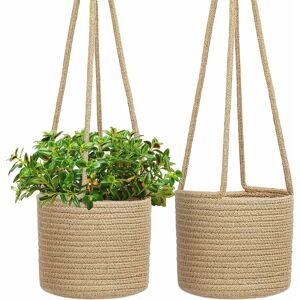 BRIDAY Hanging Planters, Jute Rope Hanging Basket, Woven Plant Hanger, Indoor Hanging Plant Holder with Long Hanging Rope, 8" Decorative Storage Organizer BRIDAY Hanging Planters, Jute Rope Hanging Basket, Woven Plant Hanger, Indoor Hanging Plant Holder with Long Hanging Rope, 8" Decorative Storage Organizer
