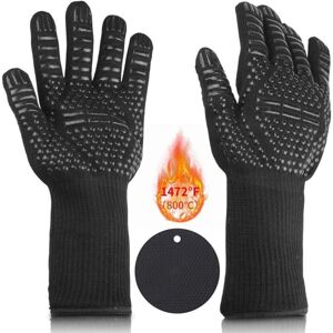 WOIYIC Heat-resistant oven mitts, oven gloves with silicone cushion, BBQ gloves, cooking gloves, non-slip oven gloves up to 1472°F/800°C, EN407 certified, WOIYIC Heat-resistant oven mitts, oven gloves with silicone cushion, BBQ gloves, cooking gloves, non-slip oven gloves up to 1472°F/800°C, EN407 certified,