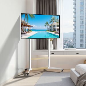 UNHO Heavy Duty Mobile TV Stand for 32"-100" with Wood Media Shelf Max VESA 800x600mm UNHO Heavy Duty Mobile TV Stand for 32"-100" with Wood Media Shelf Max VESA 800x600mm