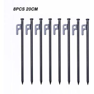 Linghhang - Heavy Duty Tent Pegs, Forged Steel Tent Stakes, 20cm Camping Tent Pegs with Hook Hard Ground Fixing Nails for Tent Tarp Beach Garden (8 Linghhang - Heavy Duty Tent Pegs, Forged Steel Tent Stakes, 20cm Camping Tent Pegs with Hook Hard Ground Fixing Nails for Tent Tarp Beach Garden (8
