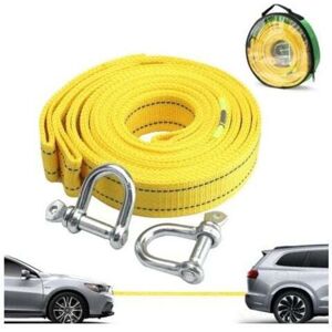 Mumu - Heavy-duty tow strap with two D-ring safety hooks for cable winch, 5 ton load capacity and 5 m length Mumu - Heavy-duty tow strap with two D-ring safety hooks for cable winch, 5 ton load capacity and 5 m length