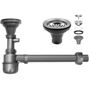 SJQKA Height Adjustable Drain Strainer with 3-1/2 Inch Kitchen Sink Drain Assembly Kit 304 Stainless Steel for Single Bowl Kitchen Sink, Bar Sink and SJQKA Height Adjustable Drain Strainer with 3-1/2 Inch Kitchen Sink Drain Assembly Kit 304 Stainless Steel for Single Bowl Kitchen Sink, Bar Sink and