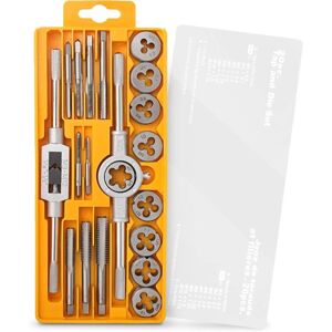 Gotrays - Hi-Spec 20pc Metric Tap and Die Set M3-M12 GCr15 Alloy Steel - Metal Tapping and Threading Kit, Thread Repair Gotrays - Hi-Spec 20pc Metric Tap and Die Set M3-M12 GCr15 Alloy Steel - Metal Tapping and Threading Kit, Thread Repair