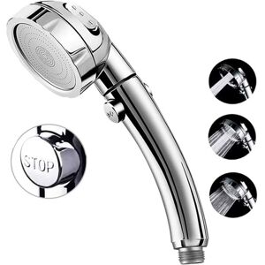 Aougo - High pressure shower head, 3 setting hand held shower head with on/off full stop push button and switch to control flow, angle adjustable Aougo - High pressure shower head, 3 setting hand held shower head with on/off full stop push button and switch to control flow, angle adjustable
