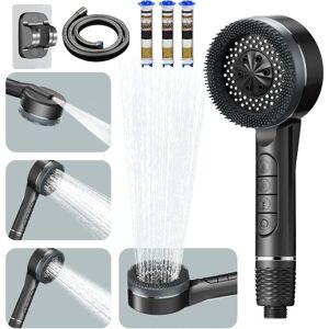 WOIYIC High Pressure Shower Head, Anti-Limescale Shower Head with 1.5M Shower Hose and Holder, Filtered Bathroom Shower Head with Filter, with 4 Spray WOIYIC High Pressure Shower Head, Anti-Limescale Shower Head with 1.5M Shower Hose and Holder, Filtered Bathroom Shower Head with Filter, with 4 Spray