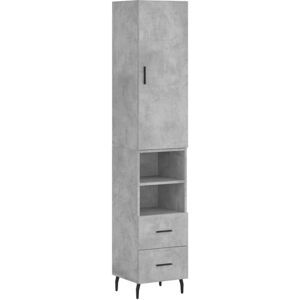 Highboard Concrete Grey 34.5x34x180 cm Engineered Wood Vidaxl Highboard Concrete Grey 34.5x34x180 cm Engineered Wood Vidaxl