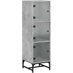 Highboard with Glass Doors Concrete Grey 35x37x120 cm Vidaxl Highboard with Glass Doors Concrete Grey 35x37x120 cm Vidaxl