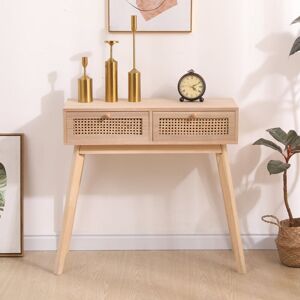 Furniture Hmd - Rattan 2 Drawer Console Table End Hallway Table,Natural Furniture Hmd - Rattan 2 Drawer Console Table End Hallway Table,Natural