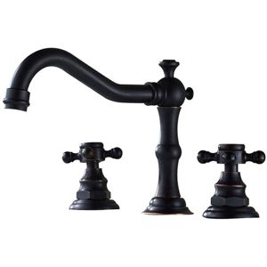 Gotrays - Hole Bathroom Faucet, Antique Brass Matte Black Double Handle Bathroom Sink Faucet, Vintage Bathroom Faucet Gotrays - Hole Bathroom Faucet, Antique Brass Matte Black Double Handle Bathroom Sink Faucet, Vintage Bathroom Faucet