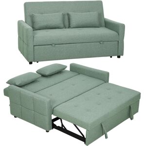 HOMCOM 2 Seater Sofa Bed, Convertible Pull Out Bed Settee, Light Green HOMCOM 2 Seater Sofa Bed, Convertible Pull Out Bed Settee, Light Green