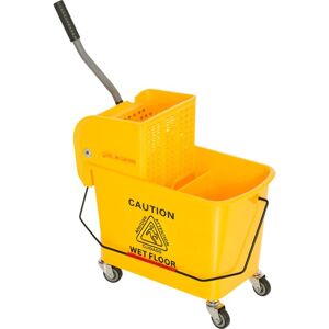 20L Compact Mop Bucket with Wringer on Wheels Yellow - Homcom 20L Compact Mop Bucket with Wringer on Wheels Yellow - Homcom