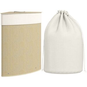 Homcom - 55L Laundry Hamper with Removable Washable Liner Bag, Nature Wood Finish Homcom - 55L Laundry Hamper with Removable Washable Liner Bag, Nature Wood Finish