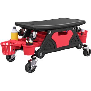 Homcom - Rolling Mechanic Stool, 135kg Capacity Workshop Stool, Red Homcom - Rolling Mechanic Stool, 135kg Capacity Workshop Stool, Red