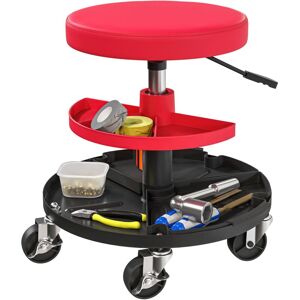 HOMCOM Rolling Mechanic Stool, 135kg Capacity Workshop Stool, Red HOMCOM Rolling Mechanic Stool, 135kg Capacity Workshop Stool, Red