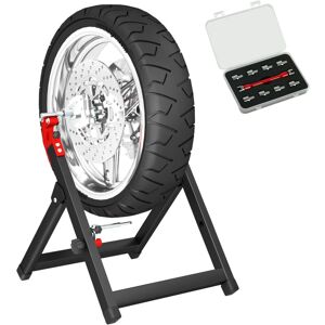 HOMCOM Steel Motorcycle Wheel Balancer Truing Stand with Spoke Wrench, Black HOMCOM Steel Motorcycle Wheel Balancer Truing Stand with Spoke Wrench, Black