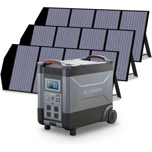 Allpowers - Home Battery Power Station LiFePO4 3600Wh, Voice Control With 3Pcs 140W Solar Panel For Home Backup Outdoor R4000 Allpowers - Home Battery Power Station LiFePO4 3600Wh, Voice Control With 3Pcs 140W Solar Panel For Home Backup Outdoor R4000