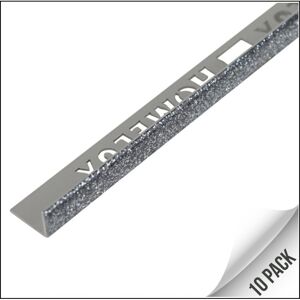 Homelux - Grey Glitter Straight Edge Tile Trim for tiles up to 9mm - Pack of 10 x 2.5m Trims Homelux - Grey Glitter Straight Edge Tile Trim for tiles up to 9mm - Pack of 10 x 2.5m Trims