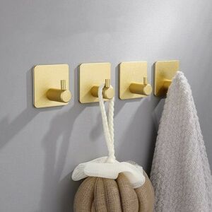 HOOPZI Hooks Self Adhesive , 4 Pieces Golden Towel Rails, Space Aluminium Bathrobe Hooks, Wall Hooks for Bathroom Kitchen Office No Drilling, Rustproof, HOOPZI Hooks Self Adhesive , 4 Pieces Golden Towel Rails, Space Aluminium Bathrobe Hooks, Wall Hooks for Bathroom Kitchen Office No Drilling, Rustproof,