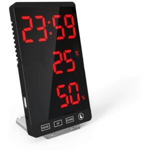 SERBIA Horloge à miroir led, thermomètre et hygromètre, horloge météo électronique, réveil, lettres rouges en gras SERBIA Horloge à miroir led, thermomètre et hygromètre, horloge météo électronique, réveil, lettres rouges en gras